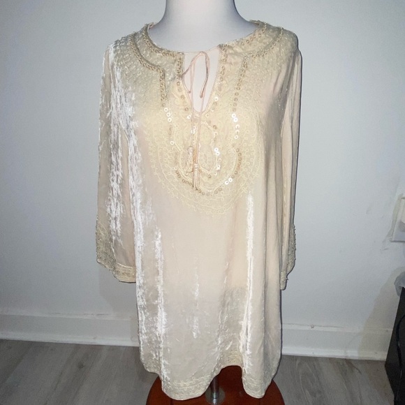 Women’s Calypso St. Barth Cream Velvet Tunic - Picture 1 of 9